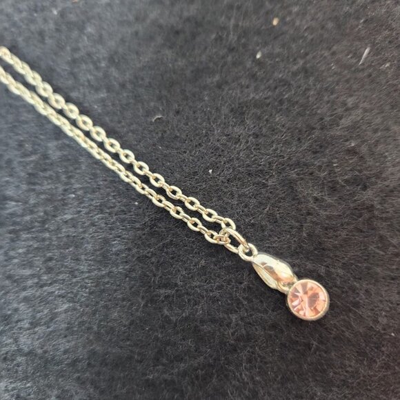 Handmade Silver Tone Artificial Diamond/Crystal Necklace 18", Fashion Jewelry - Picture 3 of 5